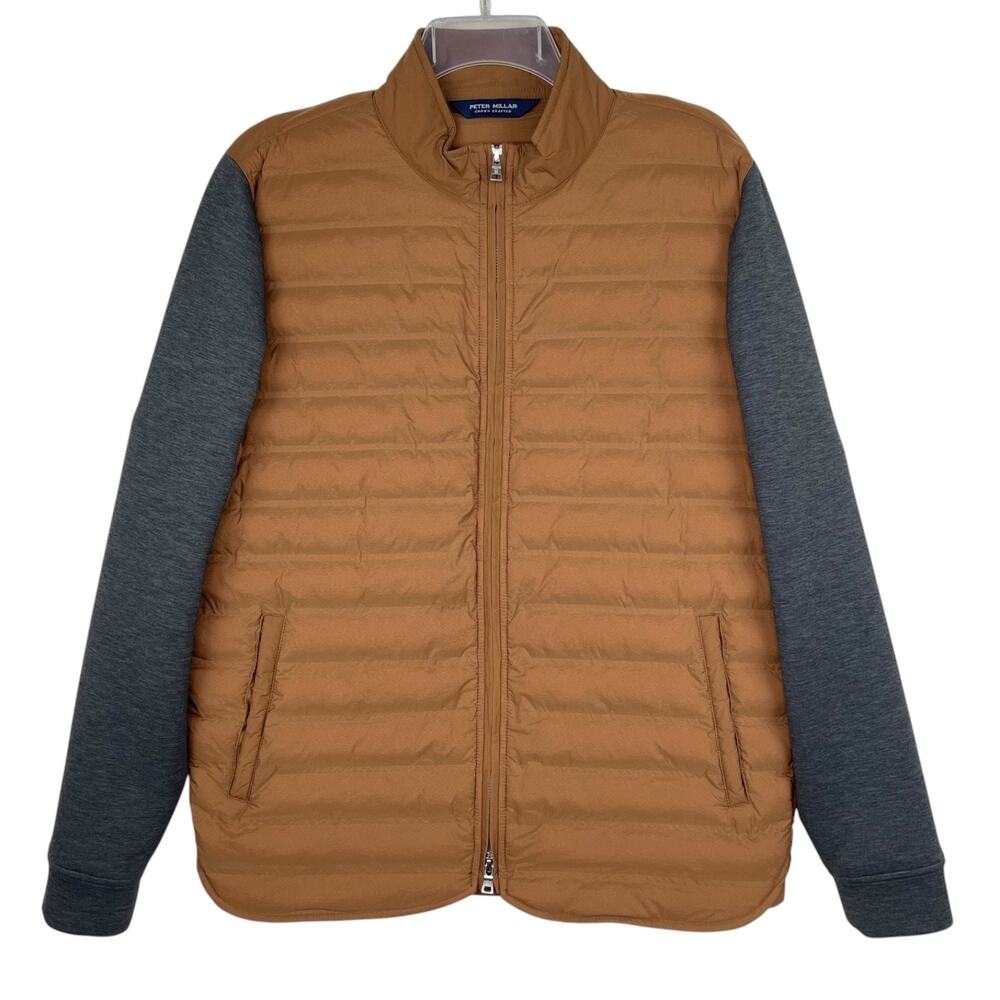Peter Millar Winsome Hybrid Cardigan Golf Jacket Mens Sz L Wanut Brown MF24XZ17